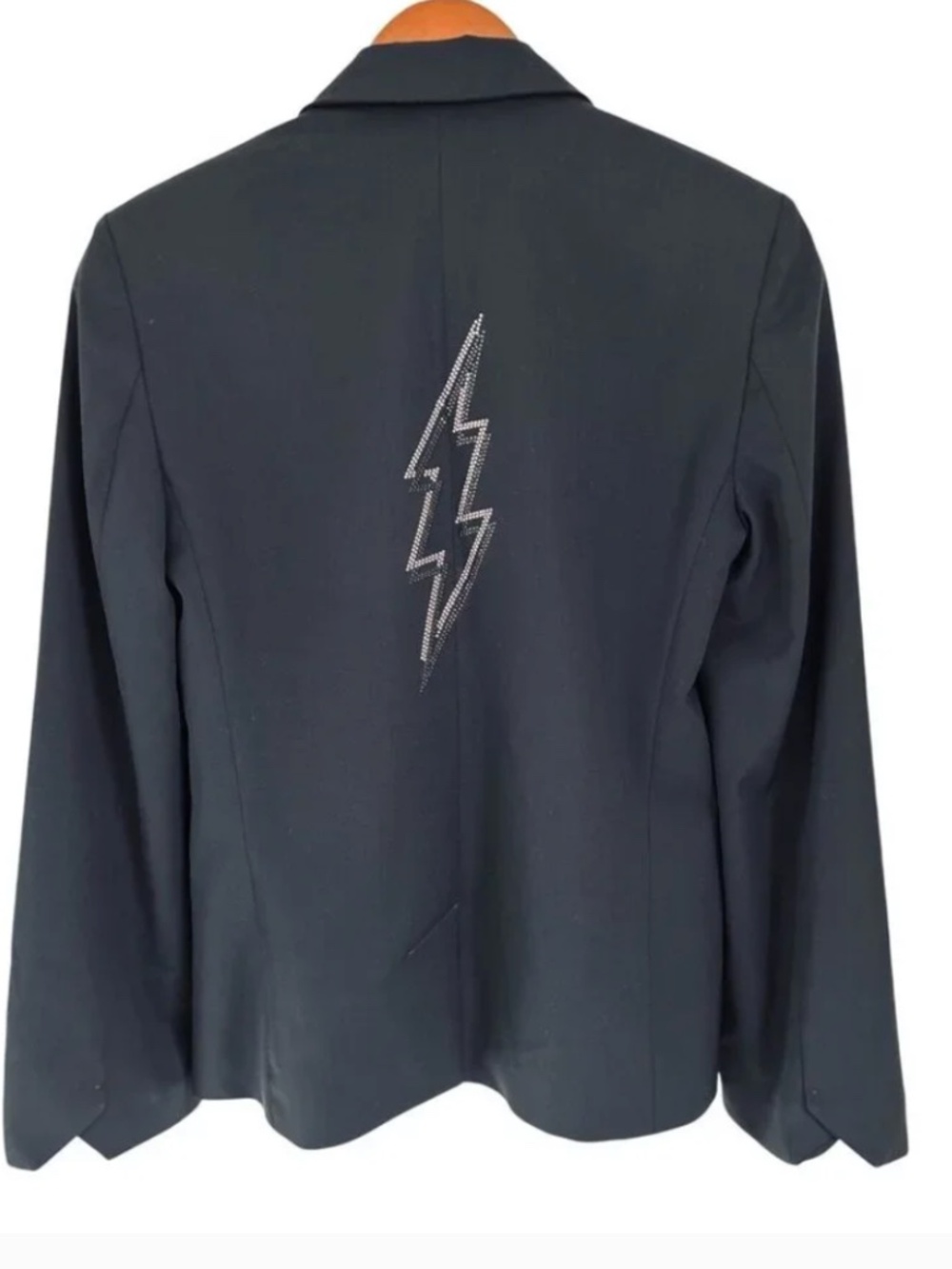 Zadig & Voltaire Blazer With Rhinestone Lightning Bolt Navy Blue/Back Size, 38
